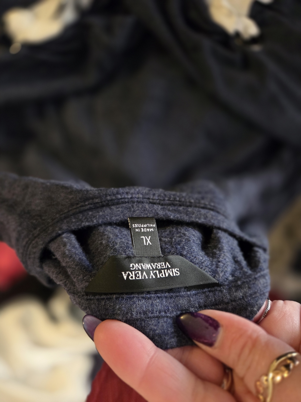 Simply Vera Vera Wang Charcoal Gray Top - XL